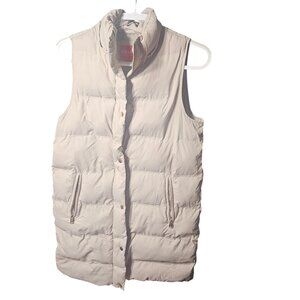 Guess Womens Puffer Vest Beige Size S Quilted With Zipper & Snap Closure